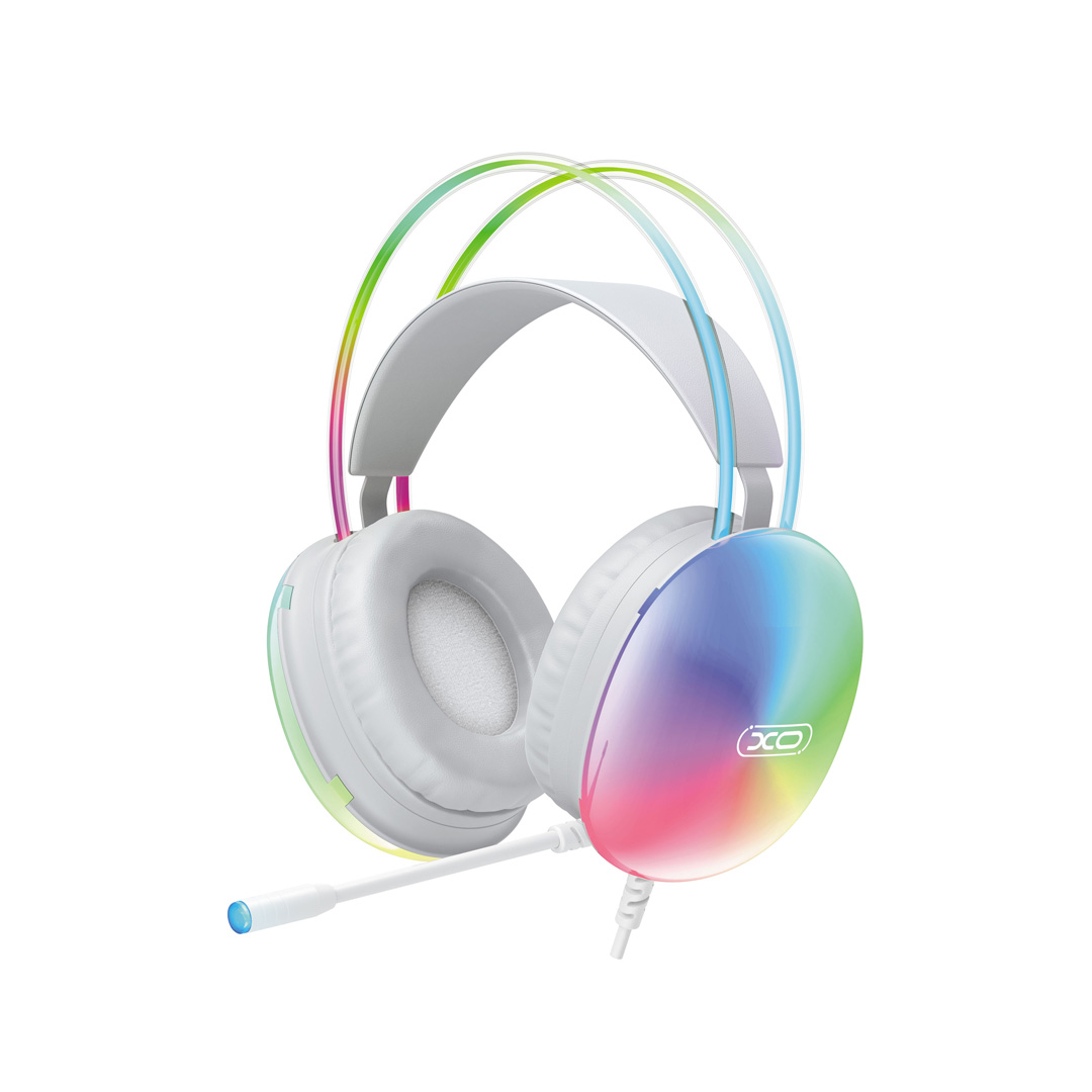 XO juhtmega kõrvaklapid GE11 jack 3,5mm - USB-A valge RGB mikrofon