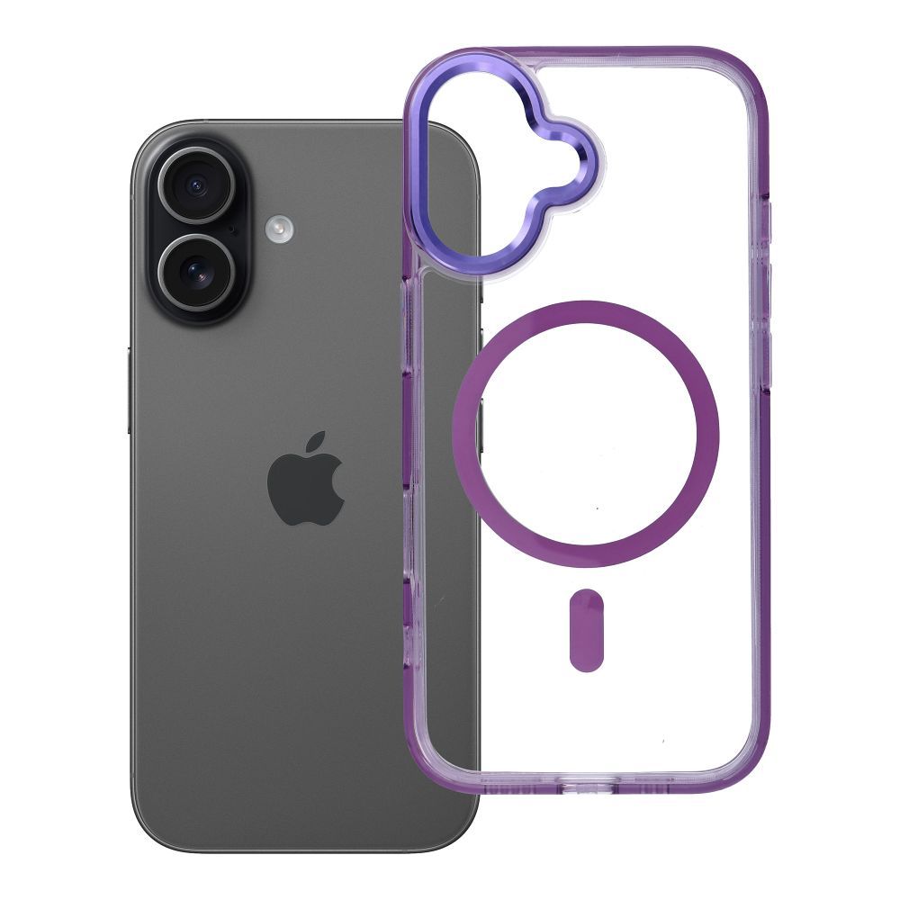 MagSafe'iga ühilduv Frame Clear Hybrid Mag Cover ümbris iPhone 17, lilla