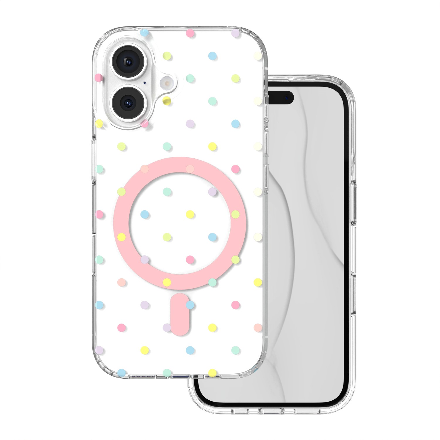Bubble Dots Mag чехол для iphone 16 6,1", белый
