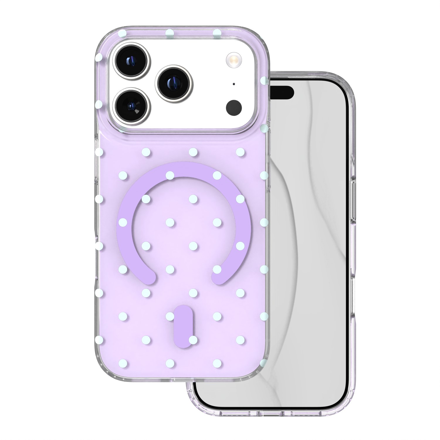 Bubble Dots Mag ümbris iPhone 17 Pro 6,3" / 18 Pro 6,3" jaoks, lilla