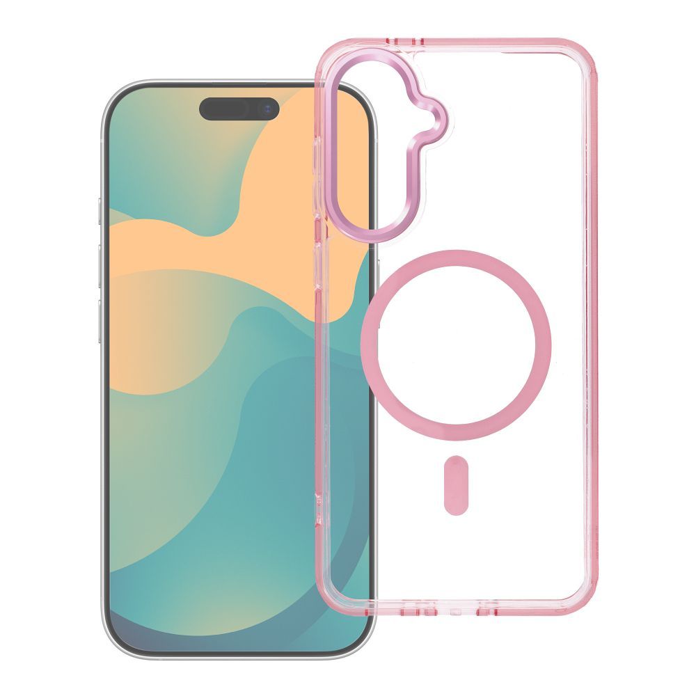 Чехол Samsung A27 Frame Clear Hybrid Mag Cover, совместимый с MagSafe, пудрово-розовый