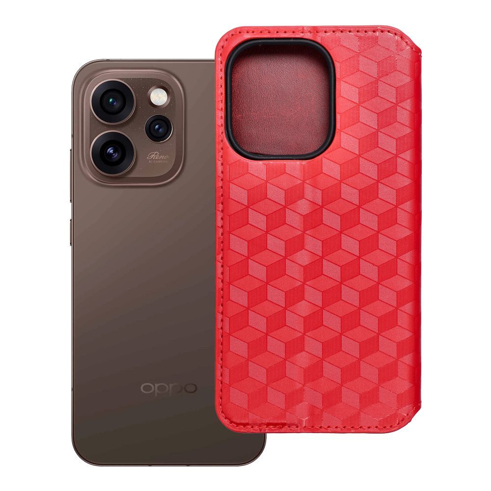 Klappümbris Oppo Reno 15 Pro 5G Cubic Book, punane
