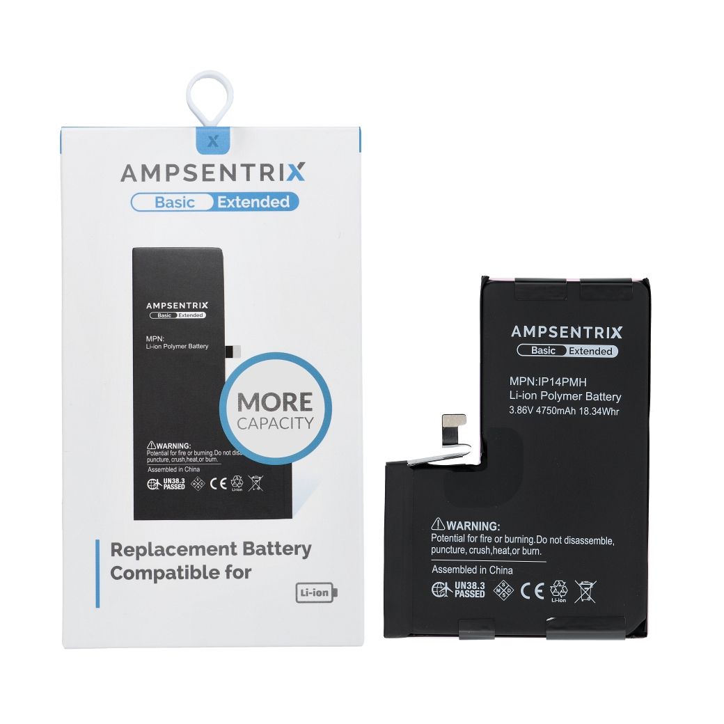 AmpSentrix Basic aku iPhone 14 Pro Max jaoks (suure mahutavusega 4750 mAh)