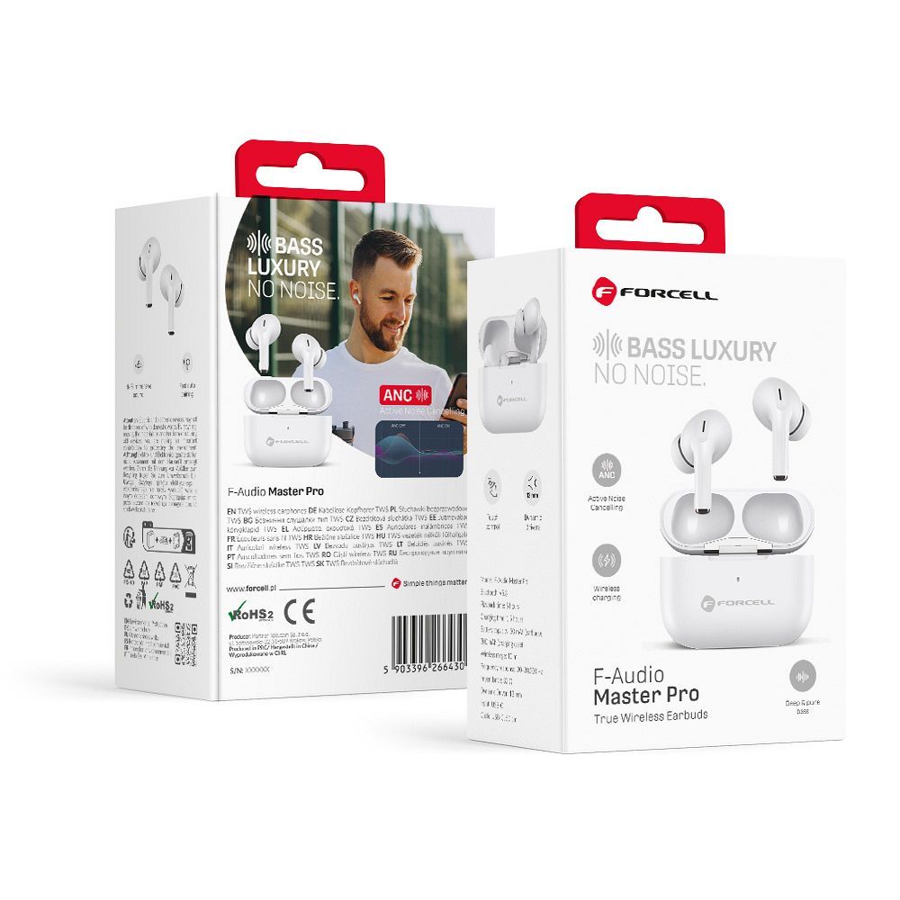 FORCELL F-AUDIO Master Pro wireless earphones bluetooth TWS valge