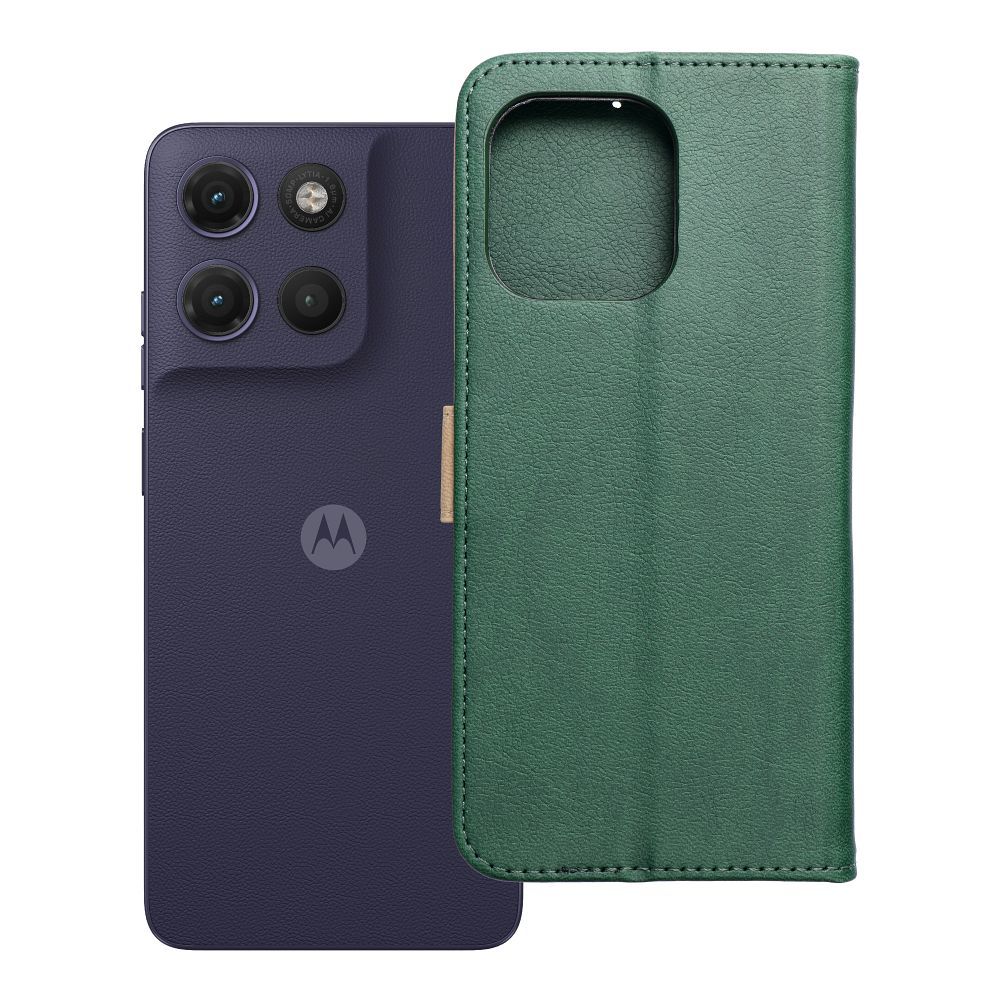 Klappümbris Motorola G17 Split Book, roheline ja kuldne