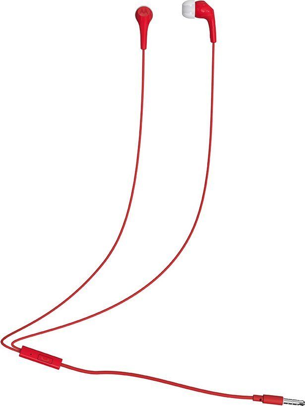 Проводные наушники jack с микрофоном 3,5mm MOTOROLA Ear Buds 2-s красные