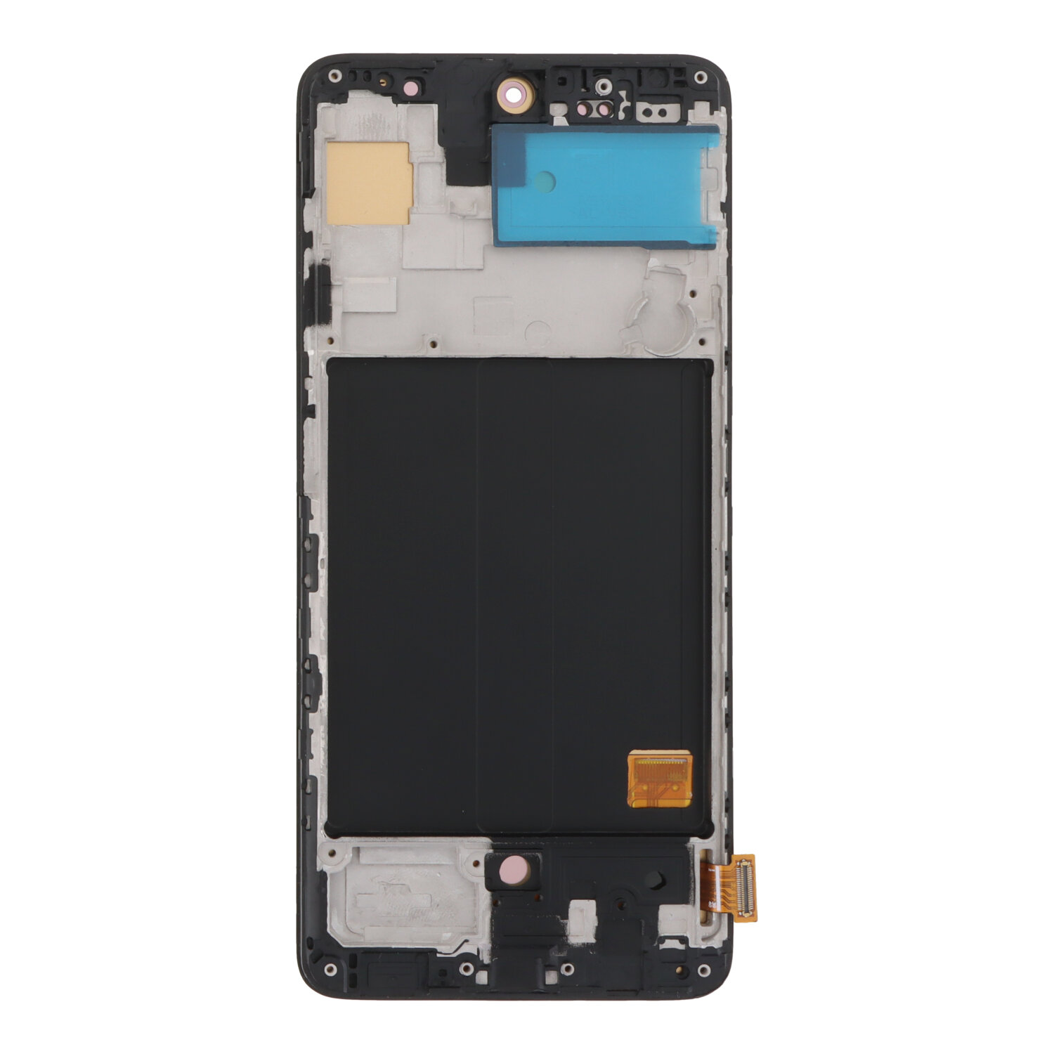 Дисплей Samsung A515 A51 2020 с тачскрином и рамкой чёрный OLED (real size)