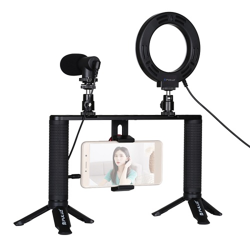 Blogimise nutitelefoni videokomplekt (LED rõngasvalgusti, statiiv, telefonihoidik, mikrofon)