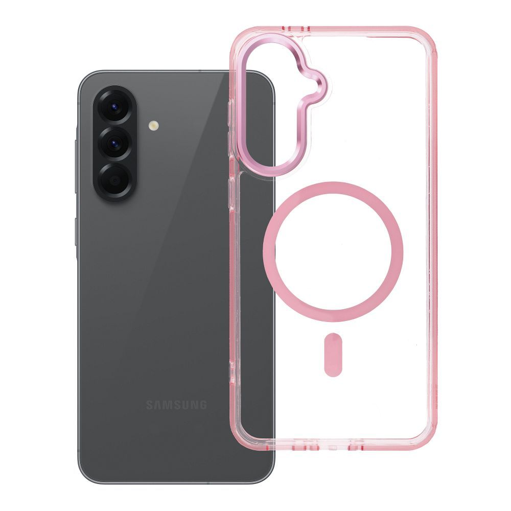 Ümbris Samsung A56 Frame Clear Hybrid Mag Cover ühilduv MagSafe-ga puuderroosa