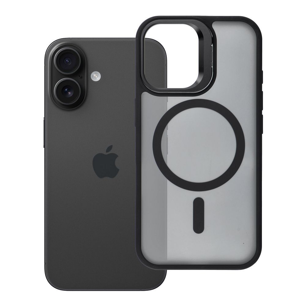 Case for iPhone 16 Forcell F-Protect Shadow Stand Premium compatible with MagSafe black