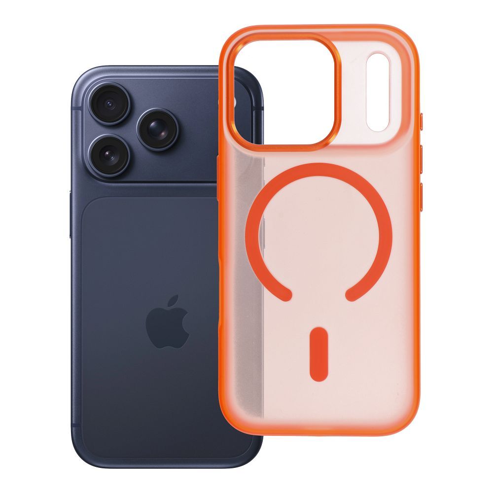 Case for iPhone 17 Pro / 18 Pro (low camera edge) Flexline Mag Cover compatible with MagSafe orange
