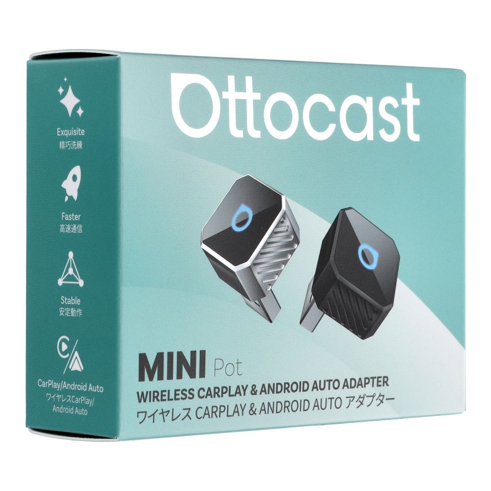 Heliadapter autosse OTTOCAST Mini Cube T3 (CarPlay Android auto) hõbedane