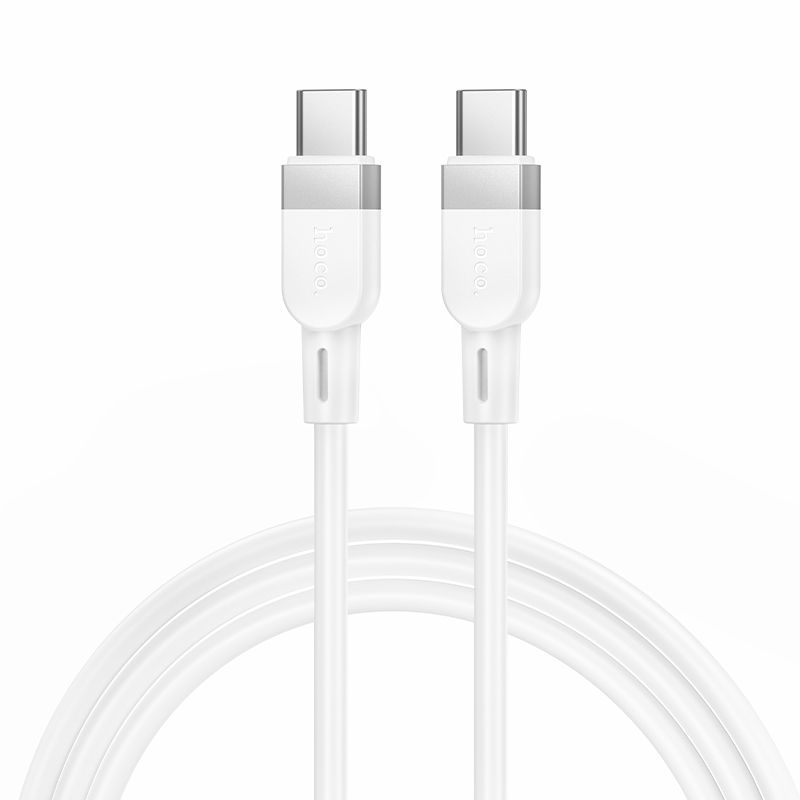 Kaabel USB C USB C Hoco 3A 60W silikoonist 1 m X109 valge