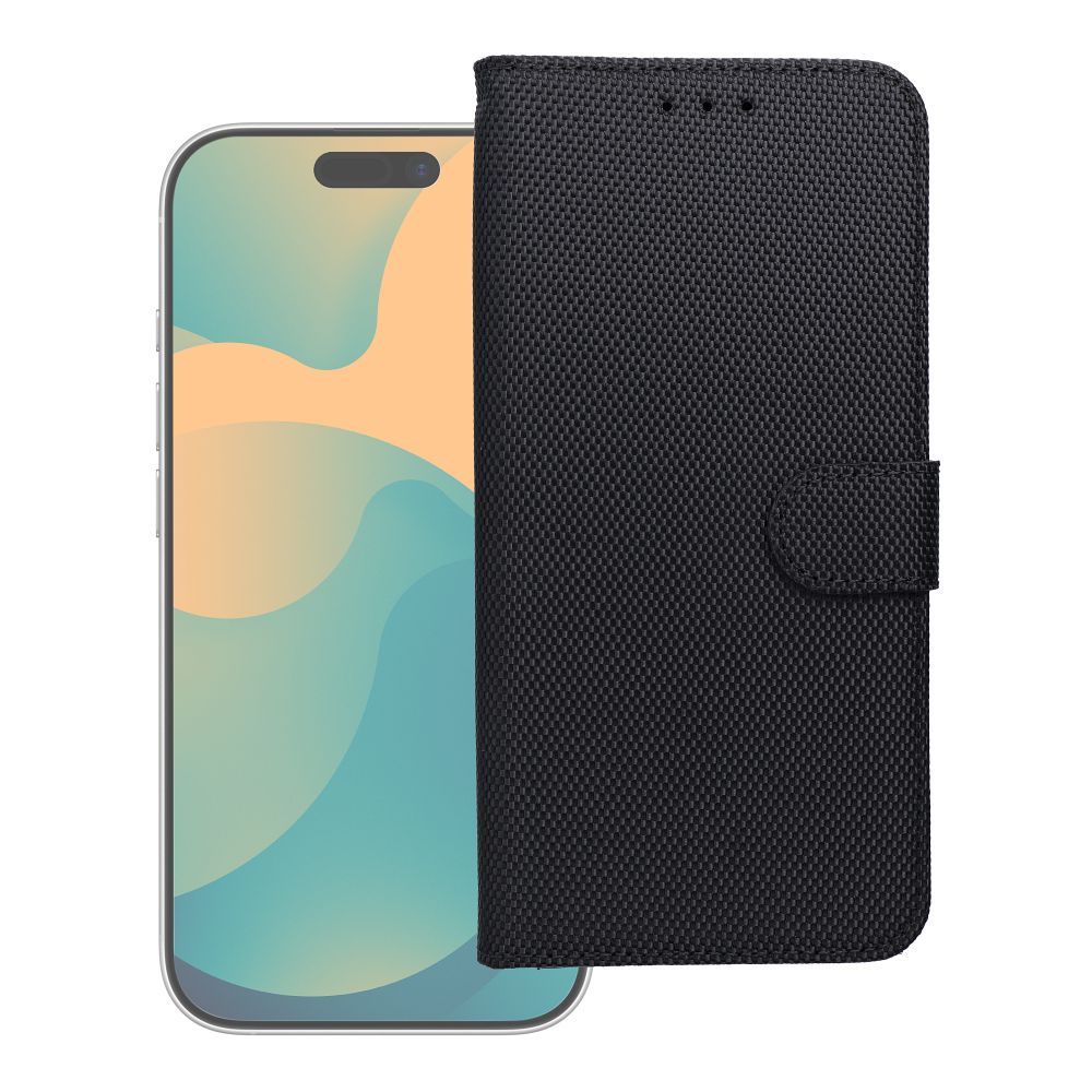 Flip case for iPhone 17 PRO / 18 PRO 4Card RFID anti-theft tech fabric black