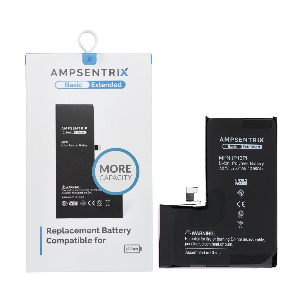 AmpSentrix Basic aku iPhone 13 Pro jaoks (suure mahutavusega 3250 mAh)