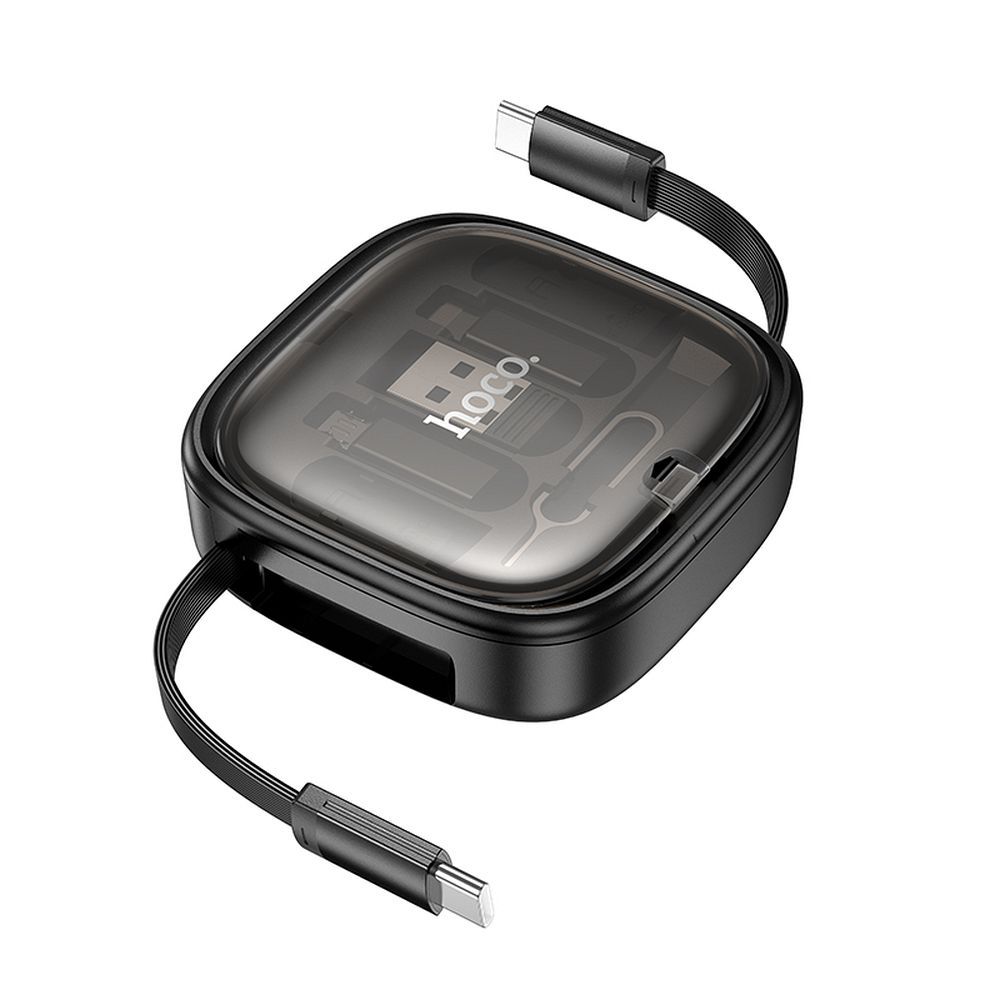 Kaabel All-in-one sissetõmmatav vahetatavate otsikutega Hoco PD 3A 60W 0,95 m U140 must