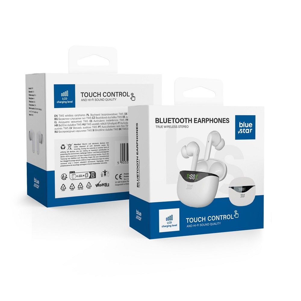 Juhtmevaba earbuds sinine Star T60 TWS valge