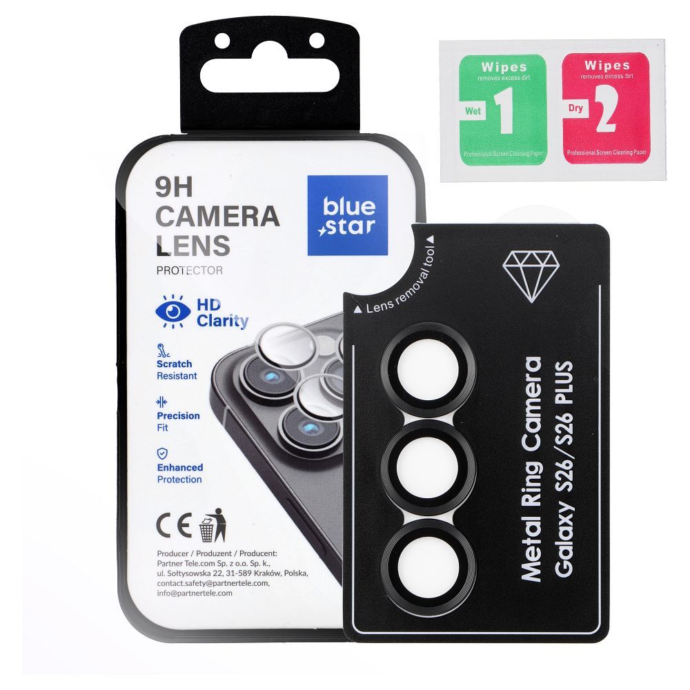 Tempered Glass Camera Lens Protector for Samsung S26 Blue Star Easy Install black