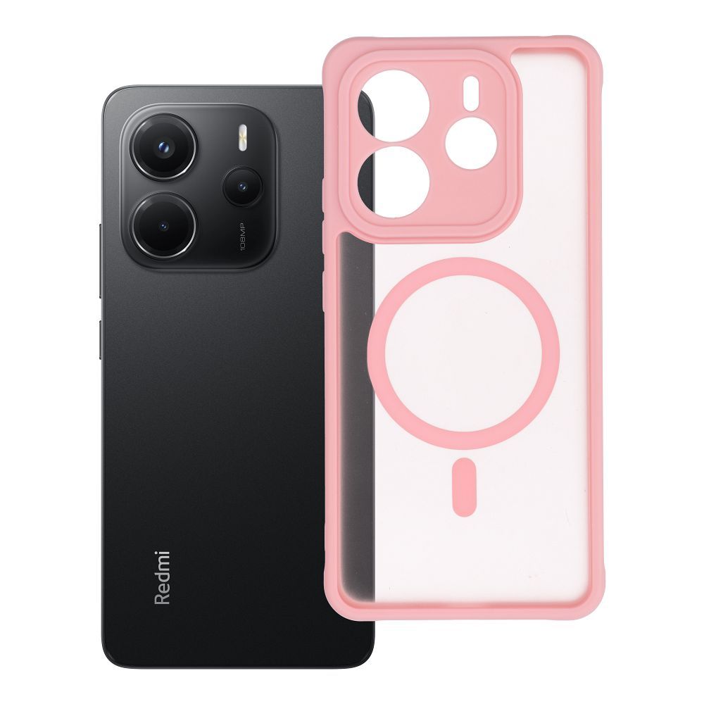 Ümbris Xiaomi Redmi Note 14 5G jaoks, Full Matte Mag Cover, ühildub MagSafe'iga, heleroosa