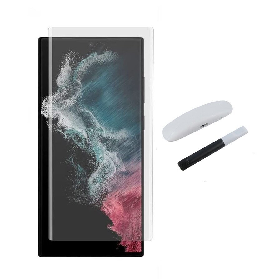 Закалённое стекло HARD LIQUID UV Glue Samsung S22 Ultra S908 изогнутое прозрачное