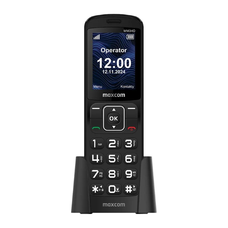 Mobiiltelefon - MAXCOM MM 34D 4G must + laadimisdokk