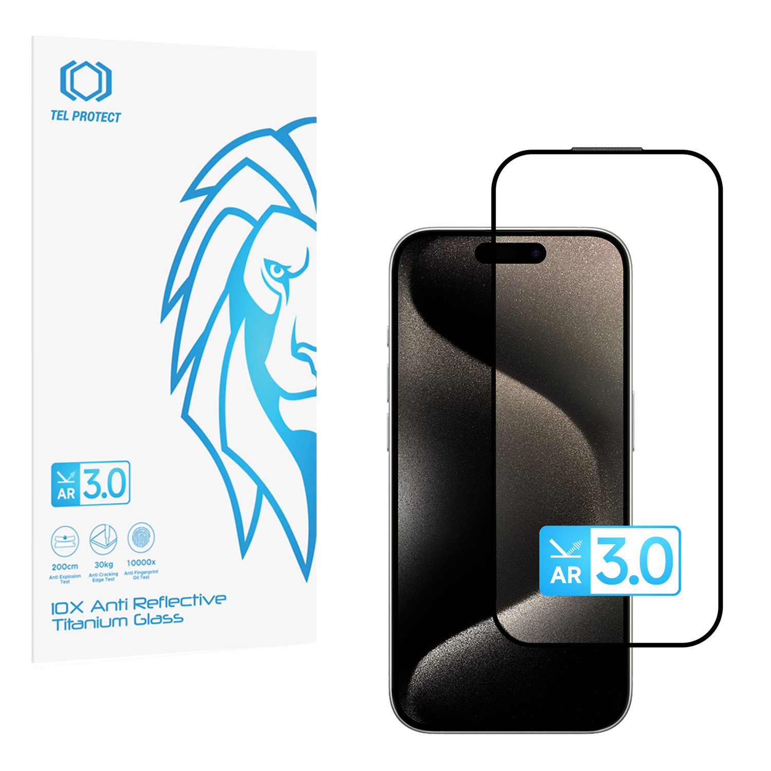 Karastatud klaas Tel Protect 10X AR 3.0 AntiReflective Titanium Iphone 15 Pro (ümbrik)