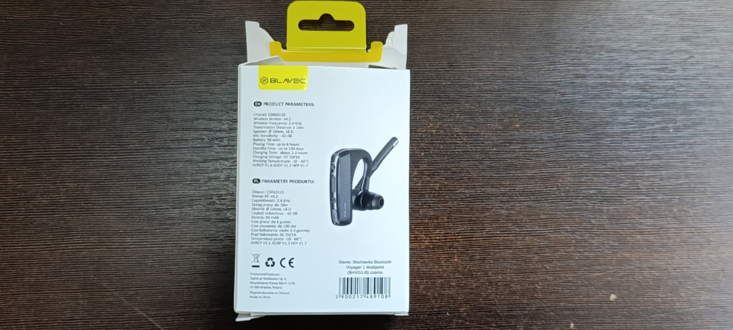 Blavec Bluetooth Headset Voyager 1 Multipoint (BHVG1-B) black (damaged packaging)