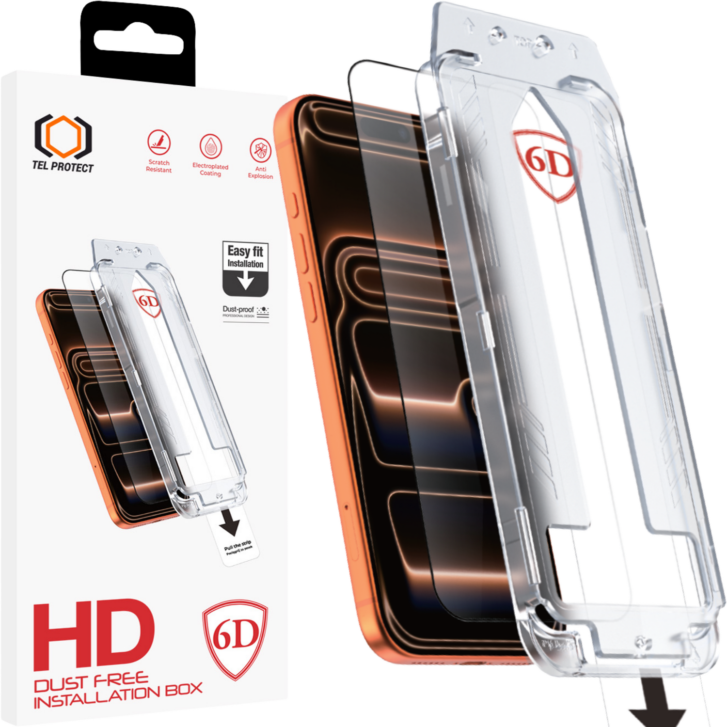 Tel Protect Dust-Free Easy Fit Full Glue 6D karastatud klaas Iphone 17 Pro Max must
