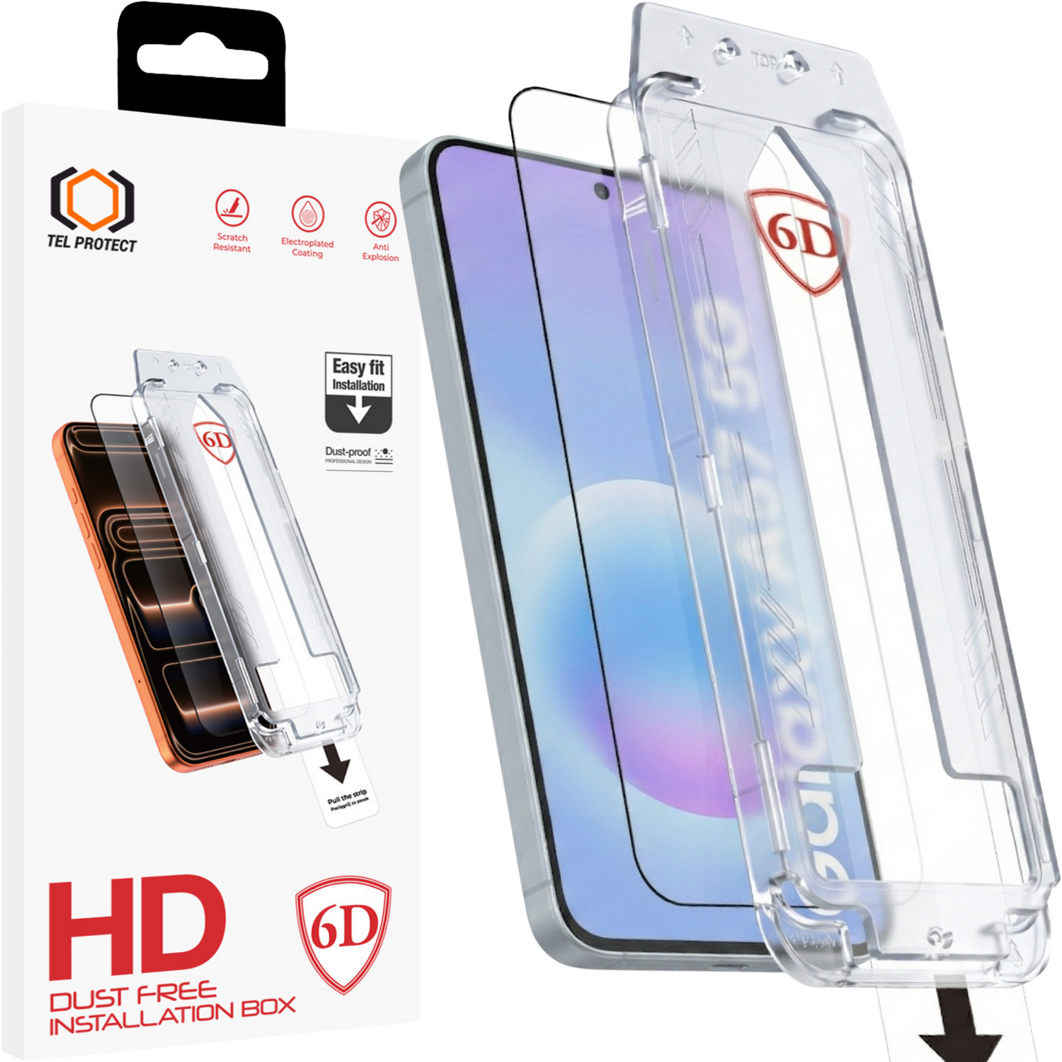 Tel Protect Dust-Free Easy Fit Full Glue 6D karastatud klaas Samsung Galaxy A56/A57 5G must