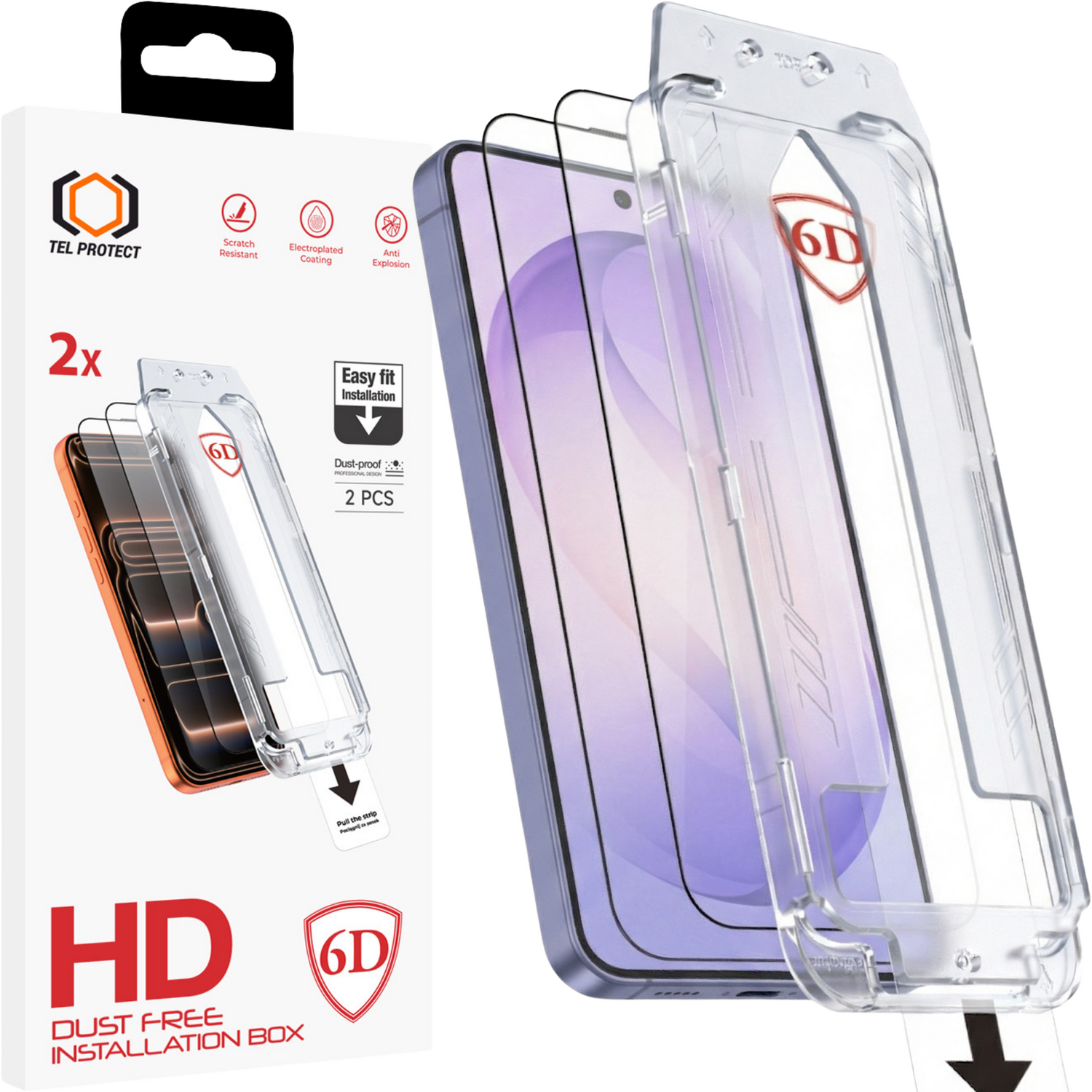 Tel Protect Dust-Free Easy Fit Full Glue 6D закаленное стекло для Samsung Galaxy S26 Ultra черное (с разблокировкой по отпечатку пальца) - 2 шт.