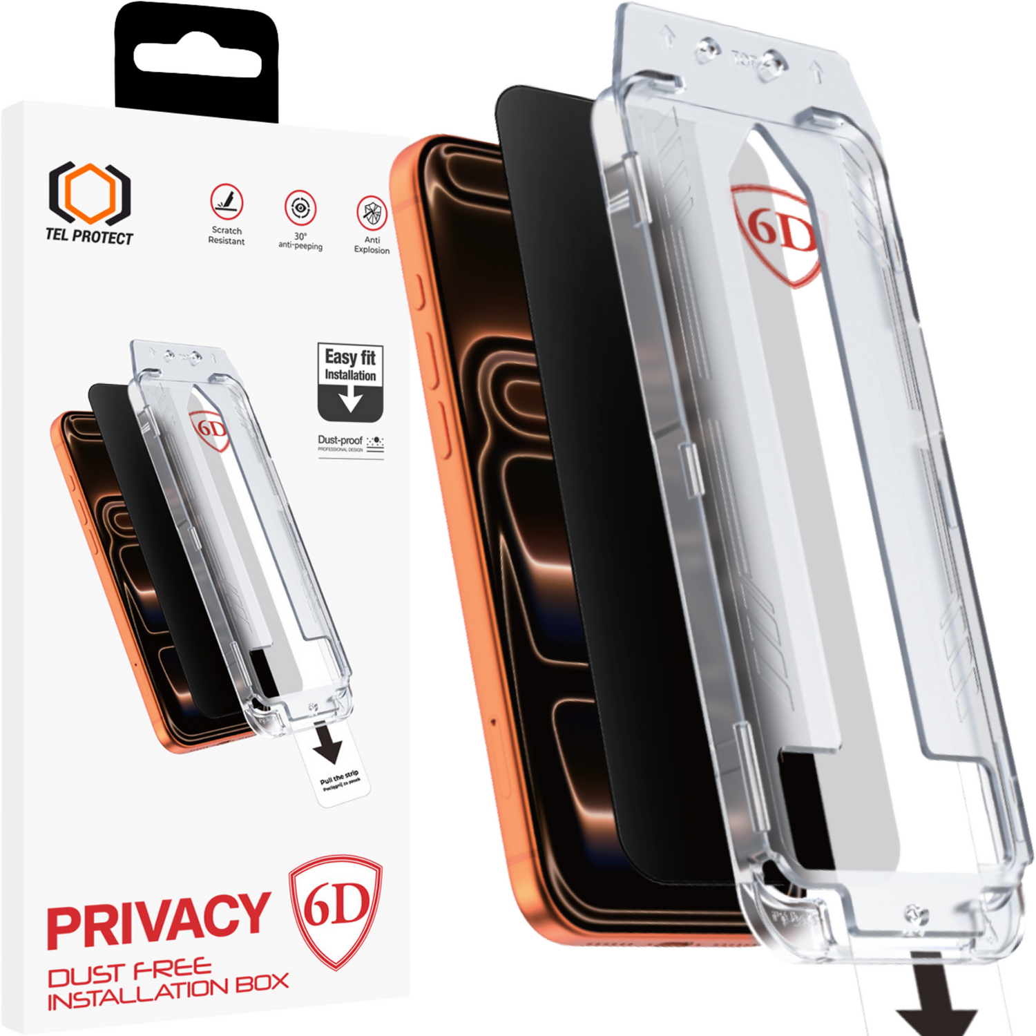 Tel Protect Dust-Free Easy Fit Privacy Full Glue 6D karastatud klaas Iphone 17 Pro Max must