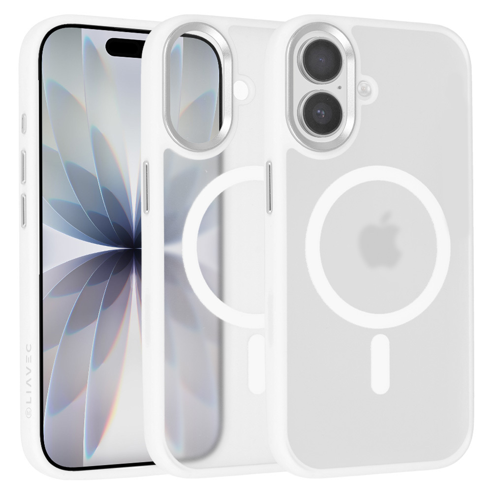 Liavec Cloudy ümbris metallist kaamera raamiga Iphone 17 jaoks valge (kaamera juhtnupp)
