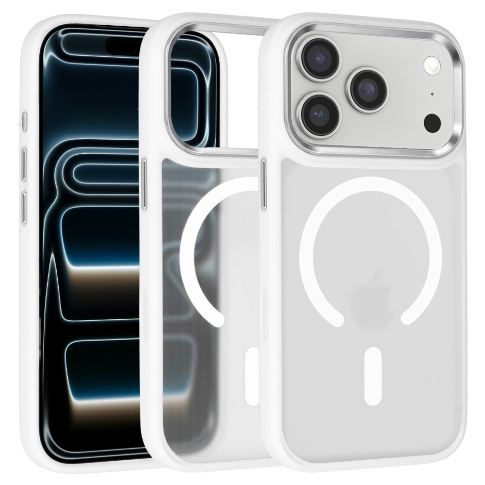 Liavec Cloudy чехол с металлической рамкой камеры для Iphone 17 Pro белый (кнопка управления камерой)