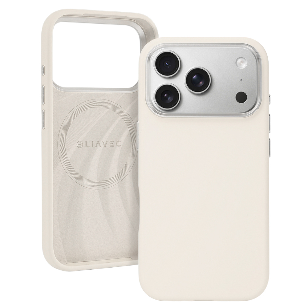 Liavec Silky чехол с металлической рамкой камеры для Iphone 17 Pro Max бежевый