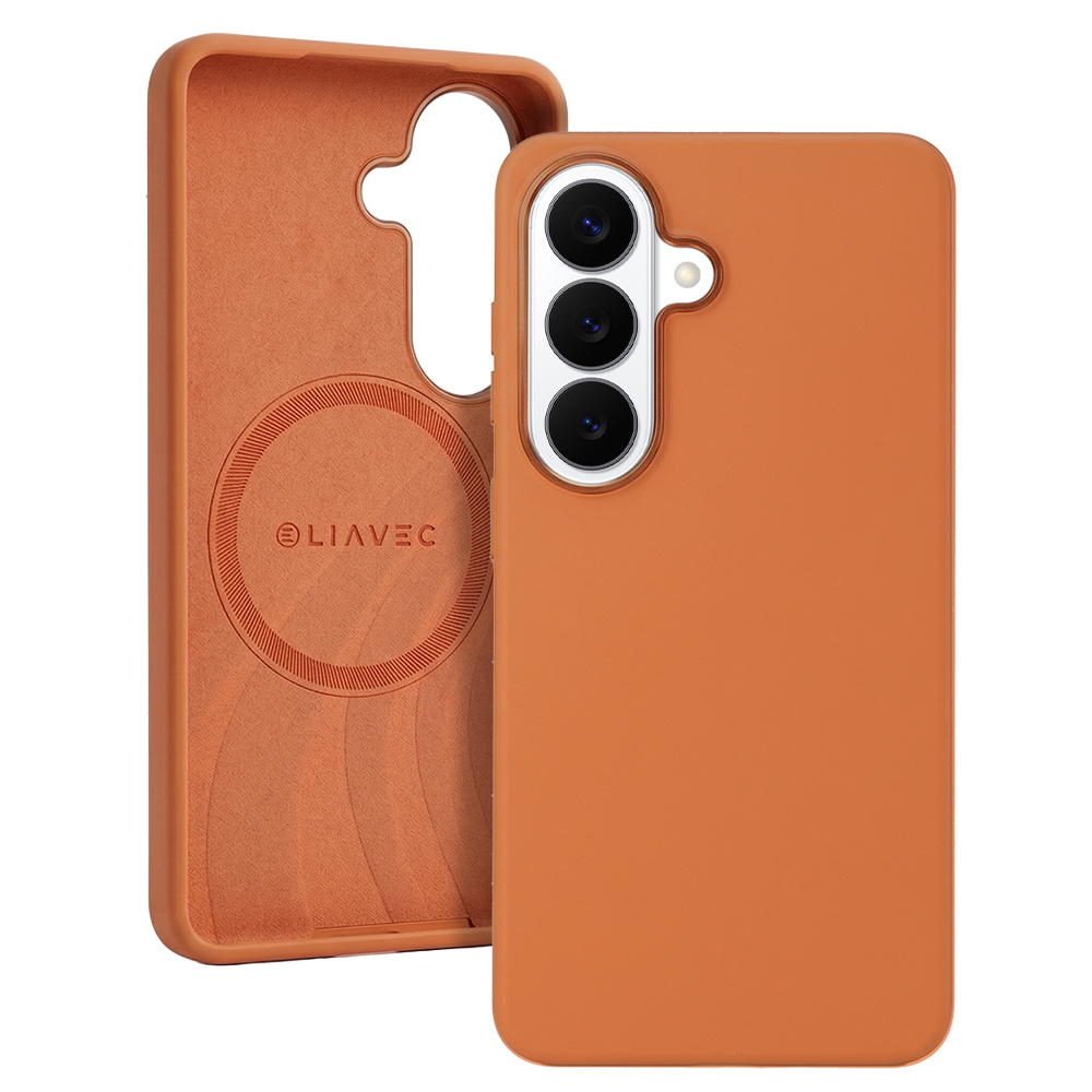 Liavec Silky ümbris metallist kaamera raamiga Samsung Galaxy S26 jaoks oranž