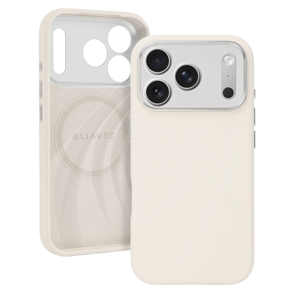 Liavec Silk Shield чехол с металлической рамкой камеры для Iphone 17 Pro Max бежевый