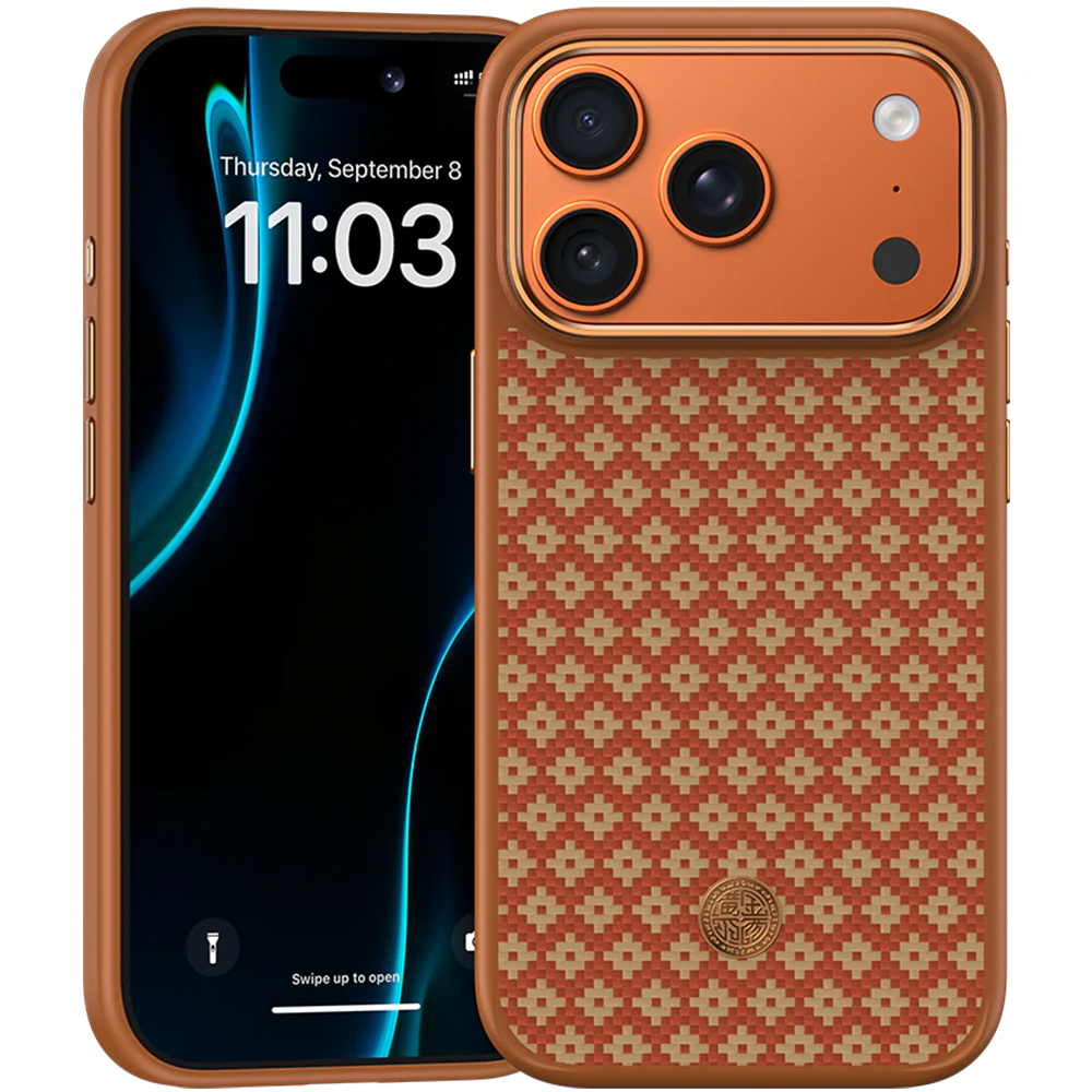Benks Magnetic Armor Pro Armor Grid Kevlar чехол с металлической рамкой 600D (C.K.FL.AP.GD.F070) для Iphone 17 Pro Max, оранжевый