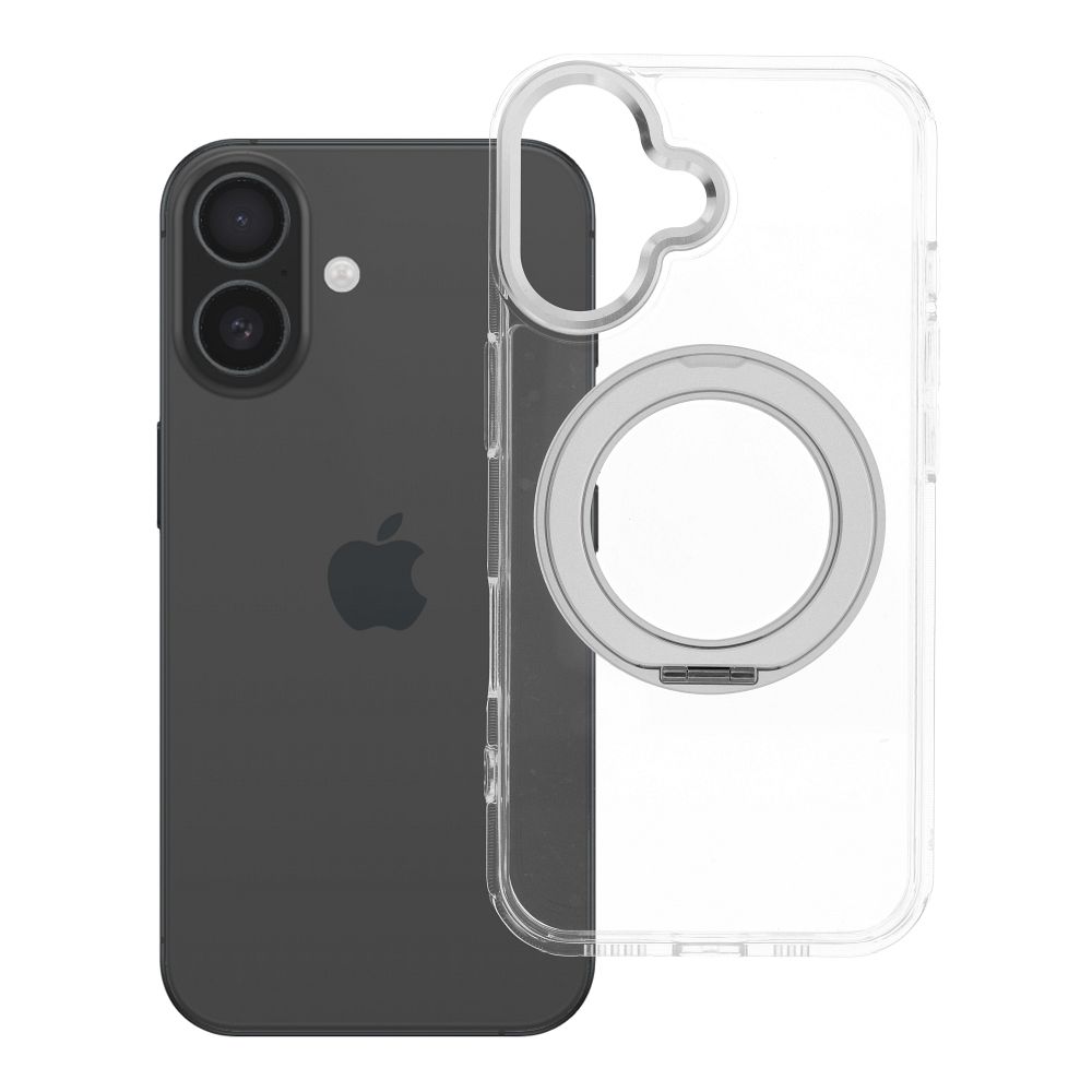Case for iPhone 16 Frame Circle Stand compatible with MagSafe transparent