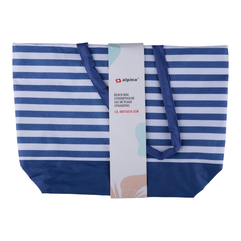 Alpina triibuline rannakott, 49.3 × 16 × 34 cm, tumesinine ja valge