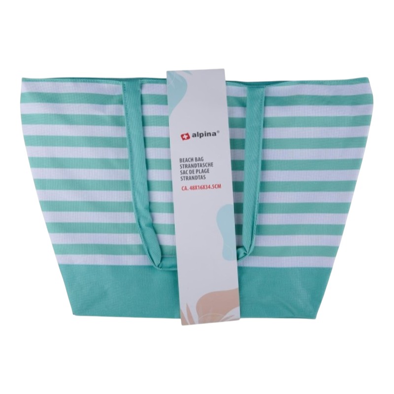 Alpina triibuline rannakott, 49.3 × 16 × 34 cm, türkiissinine ja valge