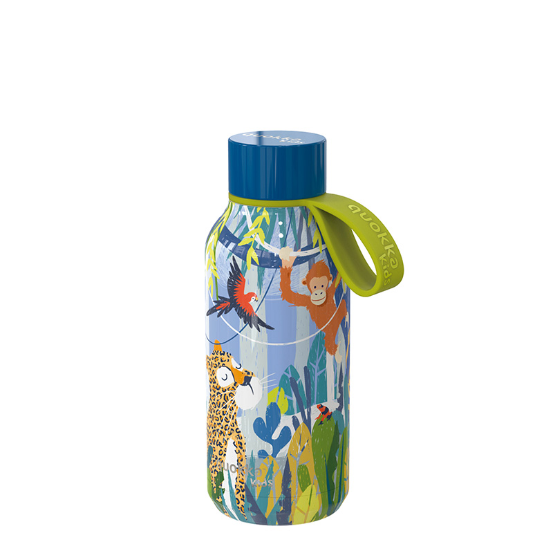 Quokka Solid Kids with Strap roostevabast terasest termospudel, 330 ml, Jungle