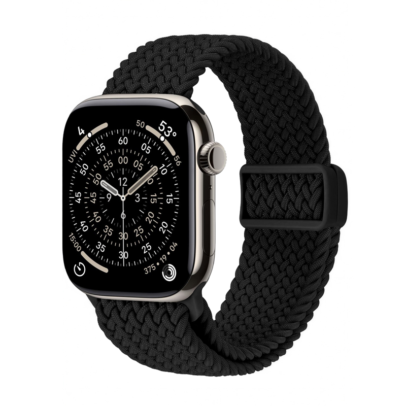 Crong Wave Band punutud Apple Watch rihm, 44/45/46/49 mm, must