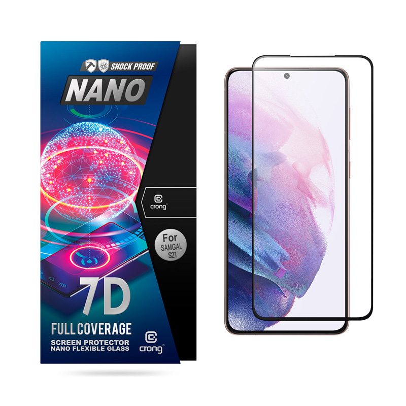 Crong 7D Nano Flexible Glass 9H hübriidne ekraaniklaas seadmele Samsung Galaxy S21