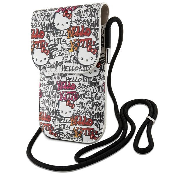 Hello Kitty Leather Tags Graffiti õlakott – beež