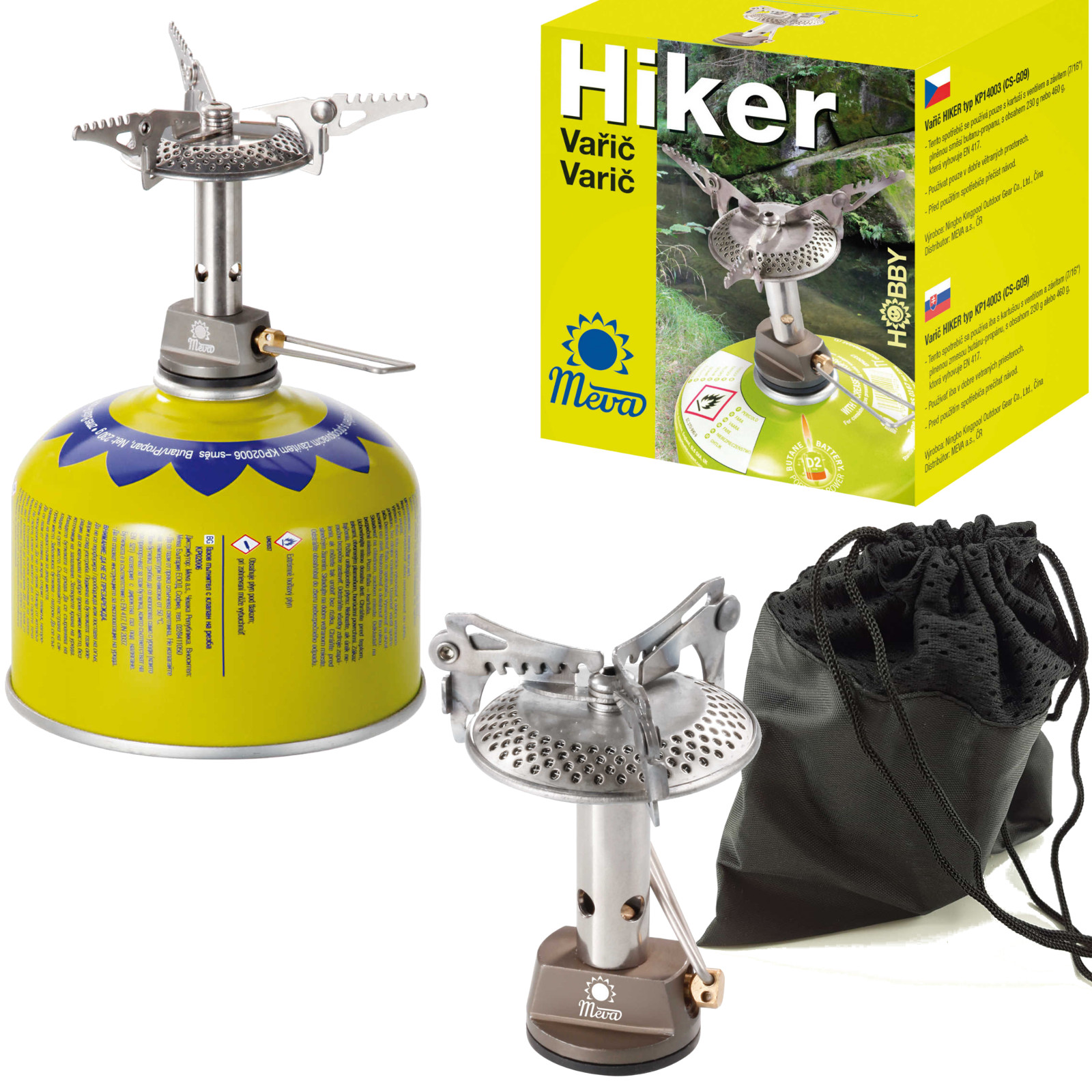 Meva HIKER matka-gaasipliit keerme- või ventiiliga gaasiballoonidele, 2,4 kW, 70 g