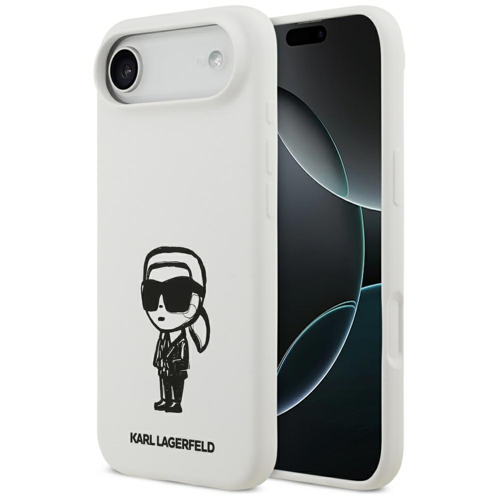 KARL LAGERFELD ümbris jaoks IPHONE 17 Air compatible with MagSafe KLHMP17MSKIGROH (Silicone W/ KL Sketch & Logo) valge