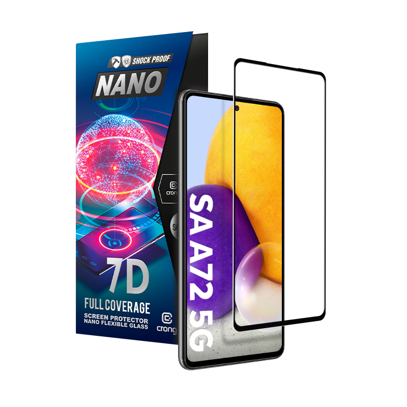 Crong 7D Nano Flexible Glass 9H kogu ekraani kattev hübriidne ekraanikaitse seadmele Samsung Galaxy A72