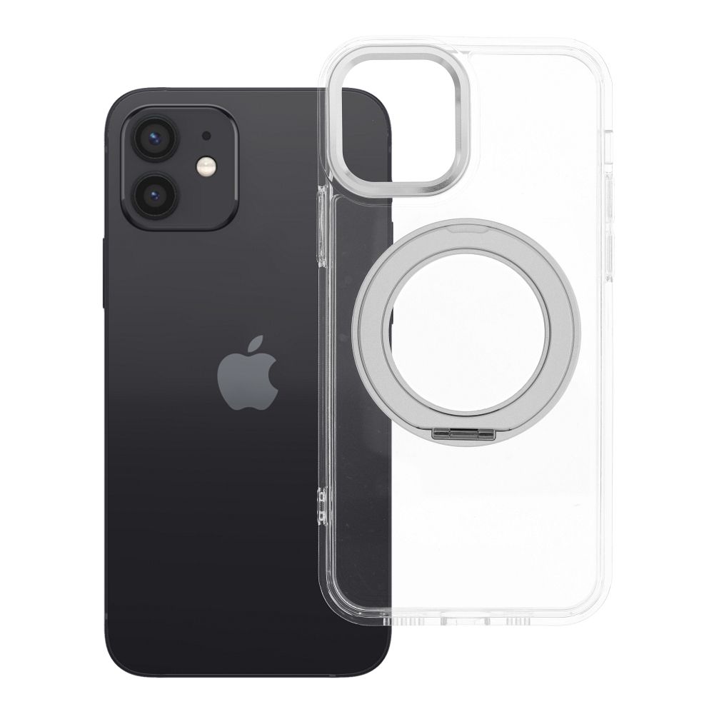Case for iPhone 12 Frame Circle Stand compatible with MagSafe transparent