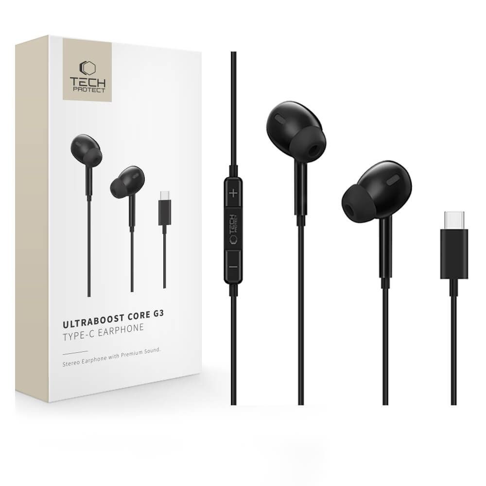 Tech-Protect Ultraboost Core G3 juhtmega kõrvaklapid USB-C pistikuga – must