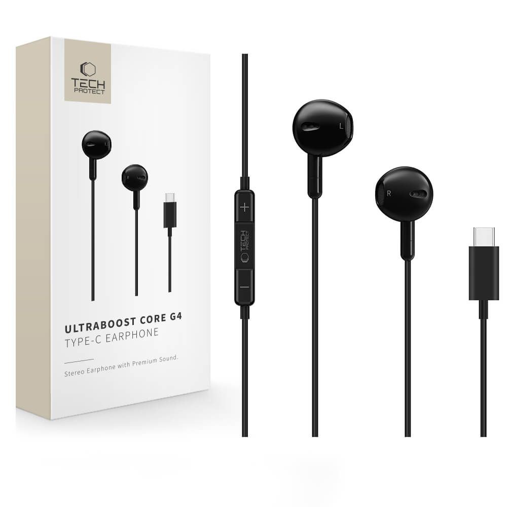 Tech-Protect Ultraboost Core G4 juhtmega kõrvaklapid USB-C pistikuga – must